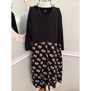 Svaha Dress Women 2X 100% Organic Cotton 3/4 Sleeve Black Masks Comfort